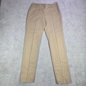 Akris Womens Tan Cotton Blend Slim Leg Trousers Size 4 Side Zip Seamed